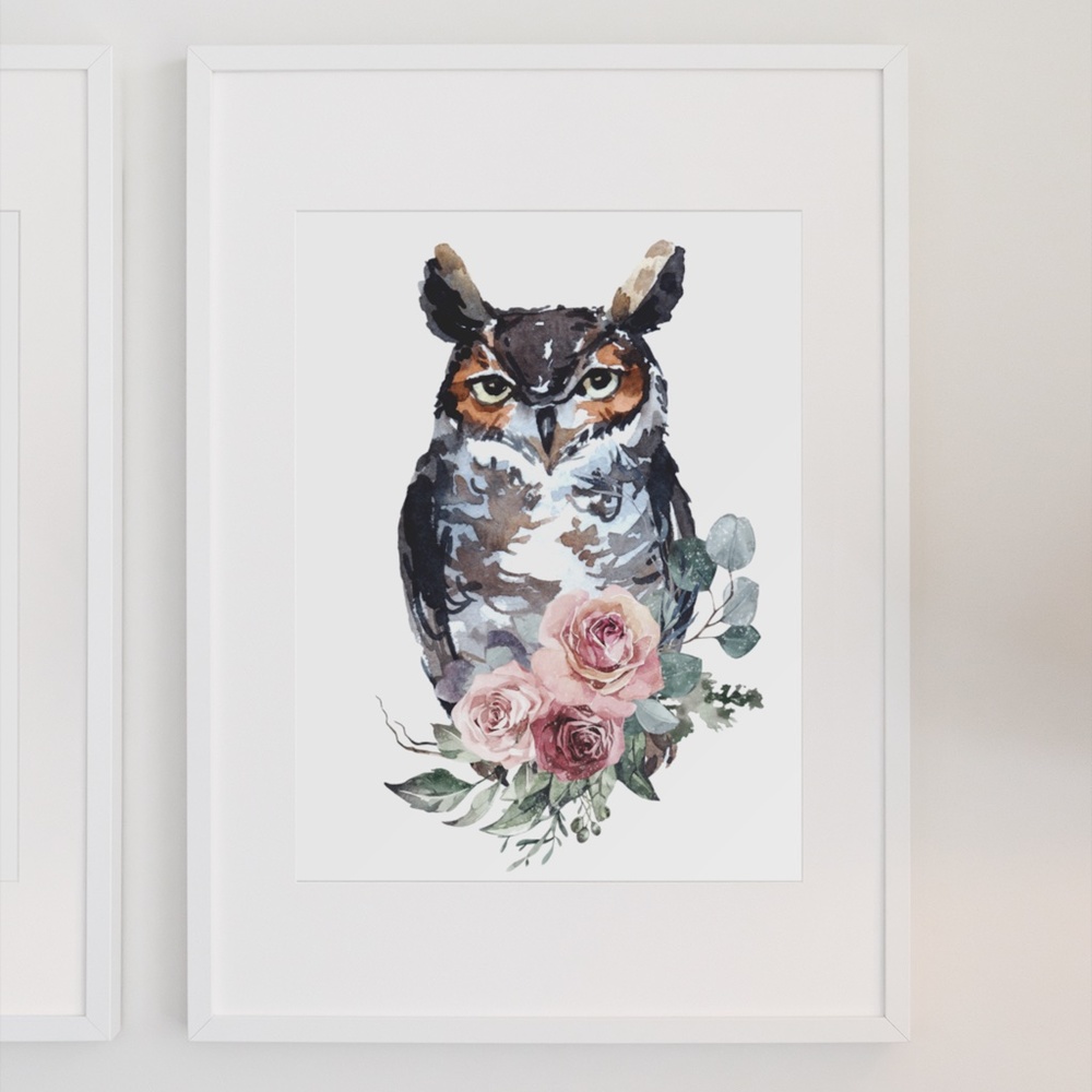 Owl Watercolor Wall Art Print Poster  Unframed - Picture 5 of 15